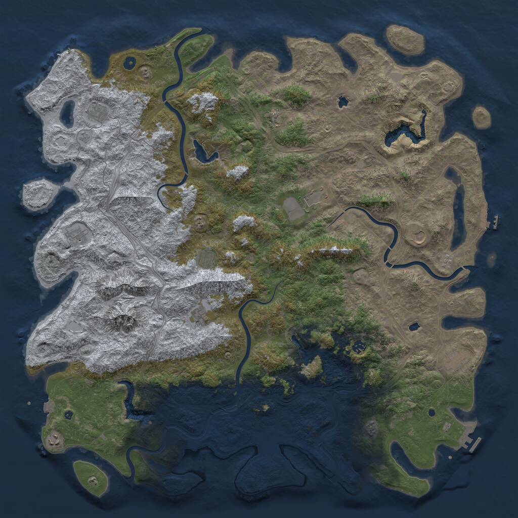 Rust Map: Procedural Map, Size: 6000, Seed: 1290290423, 17 Monuments