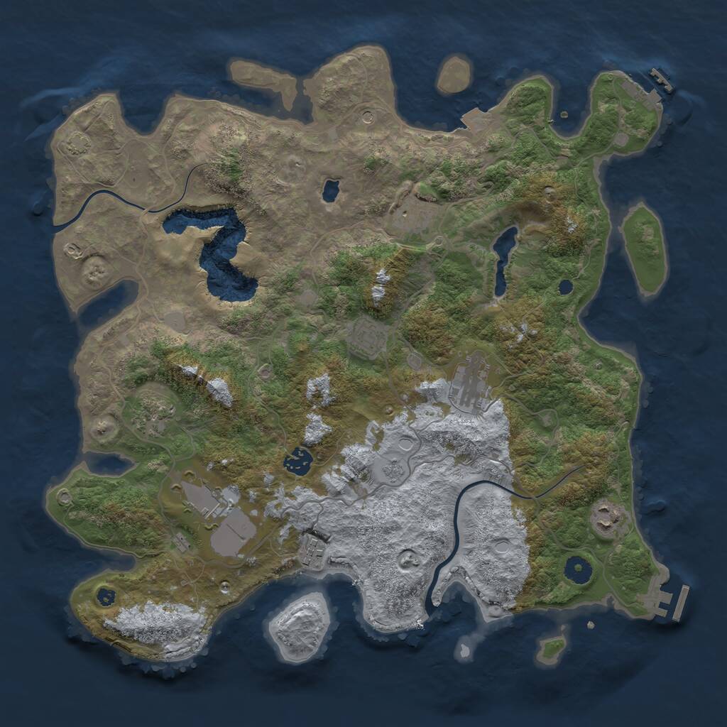 Rust Map: Procedural Map, Size: 4000, Seed: 500334, 14 Monuments