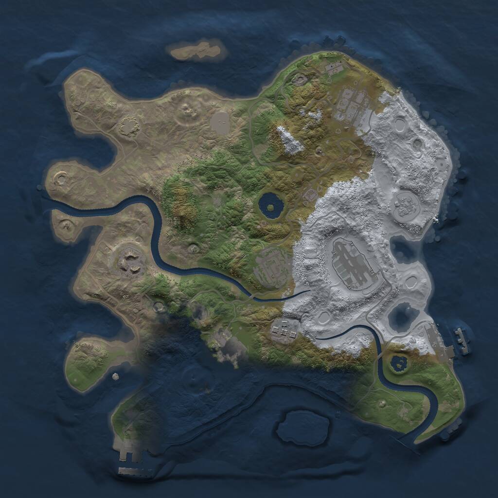Rust Map: Procedural Map, Size: 3000, Seed: 1840677360, 12 Monuments