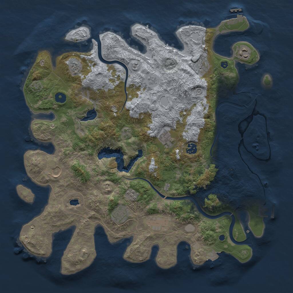 Rust Map: Procedural Map, Size: 4000, Seed: 518664, 14 Monuments