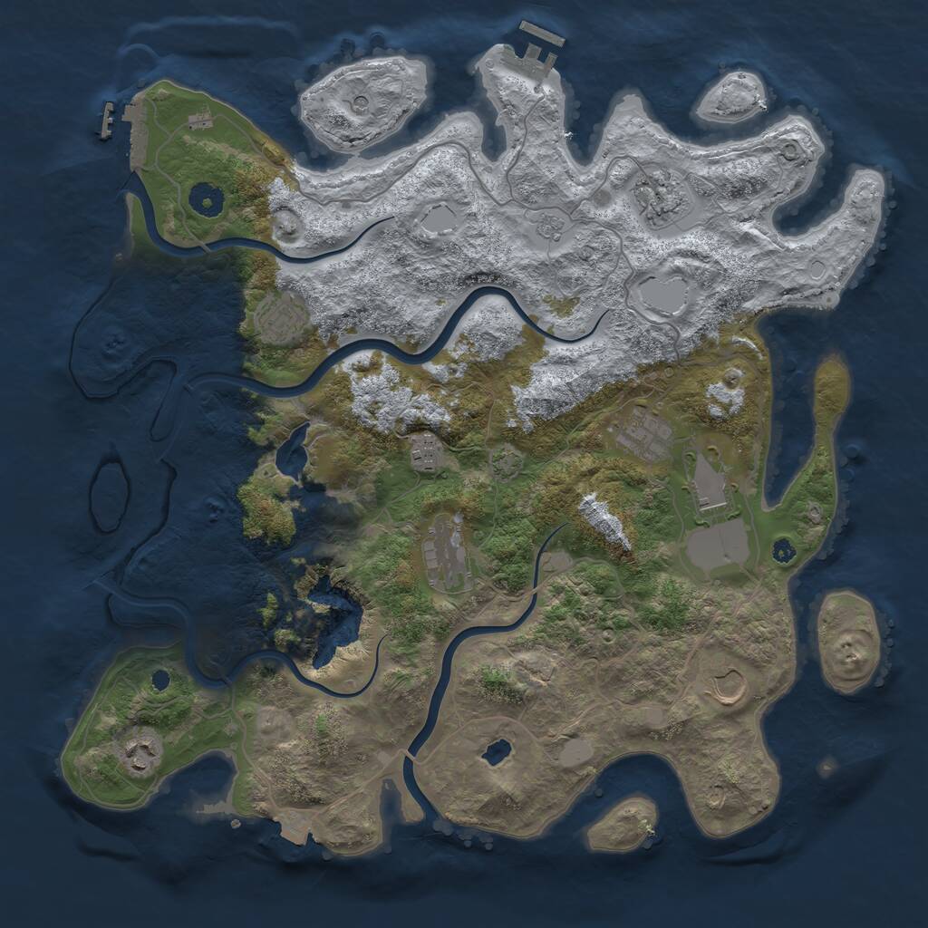 Rust Map: Procedural Map, Size: 4000, Seed: 425034, 14 Monuments