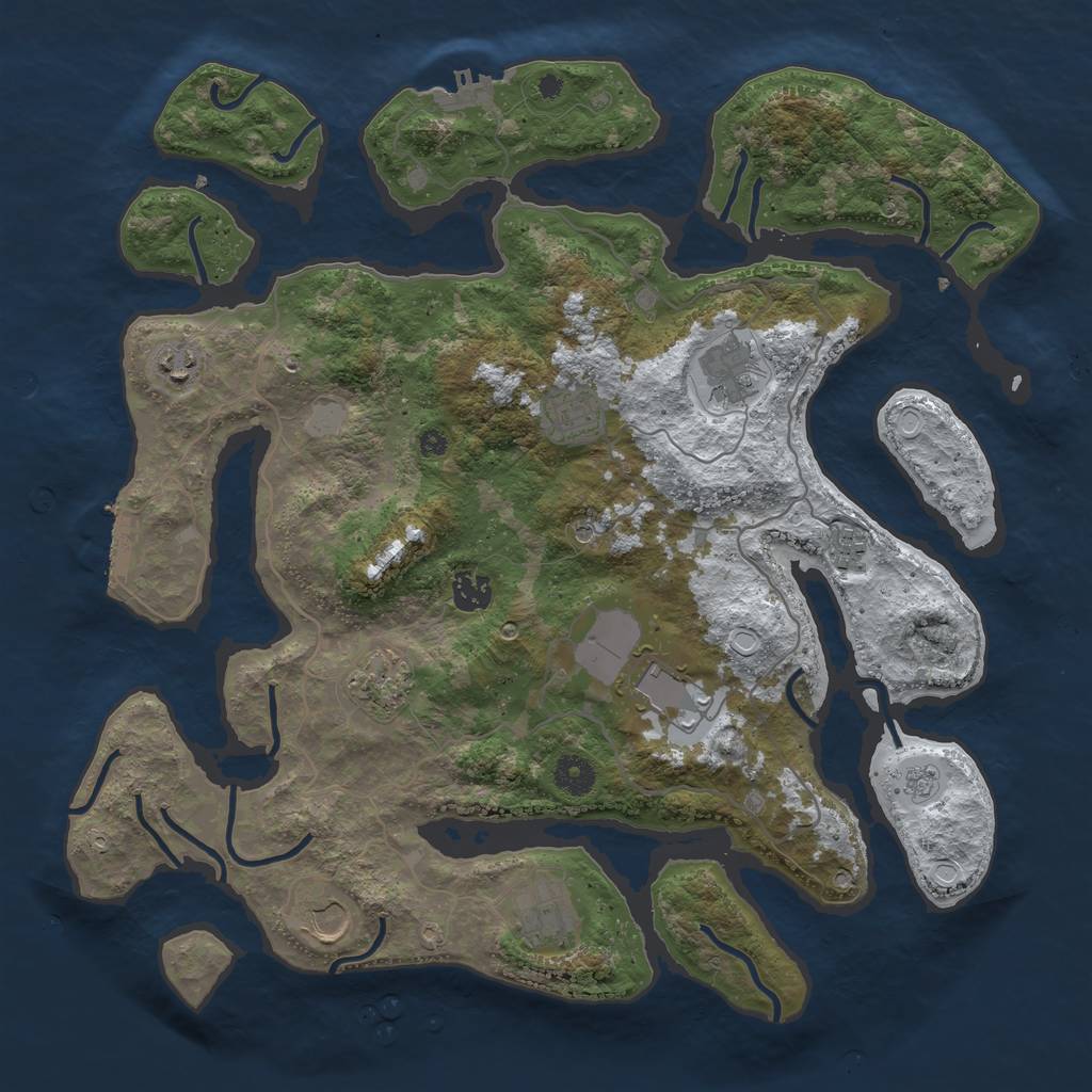 Rust Map: Procedural Map, Size: 4000, Seed: 912162, 18 Monuments