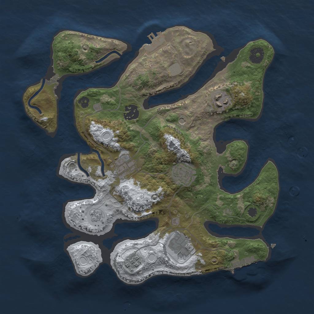 Rust Map: Procedural Map, Size: 3000, Seed: 779687341, 15 Monuments