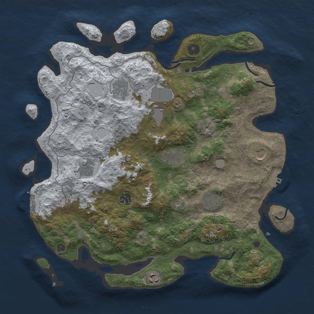 Rust Map: Procedural Map, Size: 4000, Seed: 1994591501, 18 Monuments