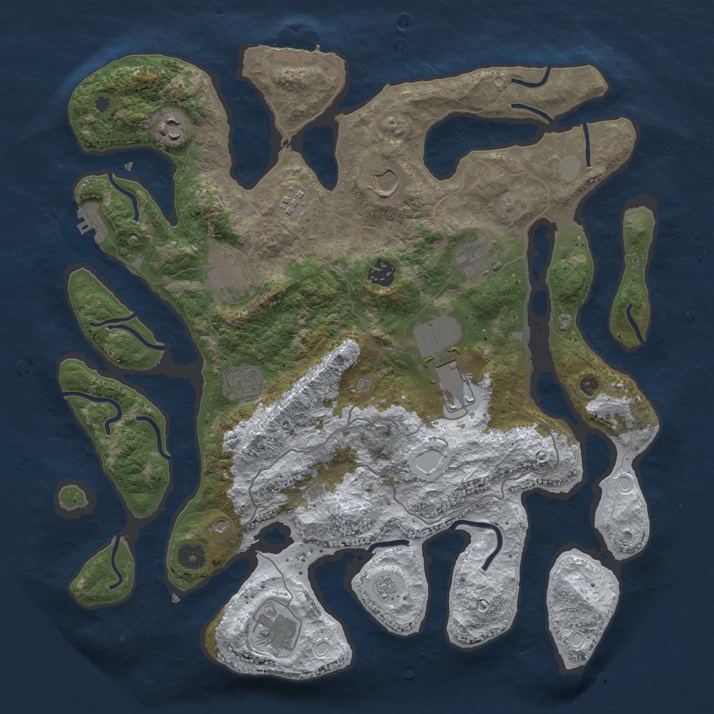 Rust Map: Procedural Map, Size: 4000, Seed: 354642, 18 Monuments