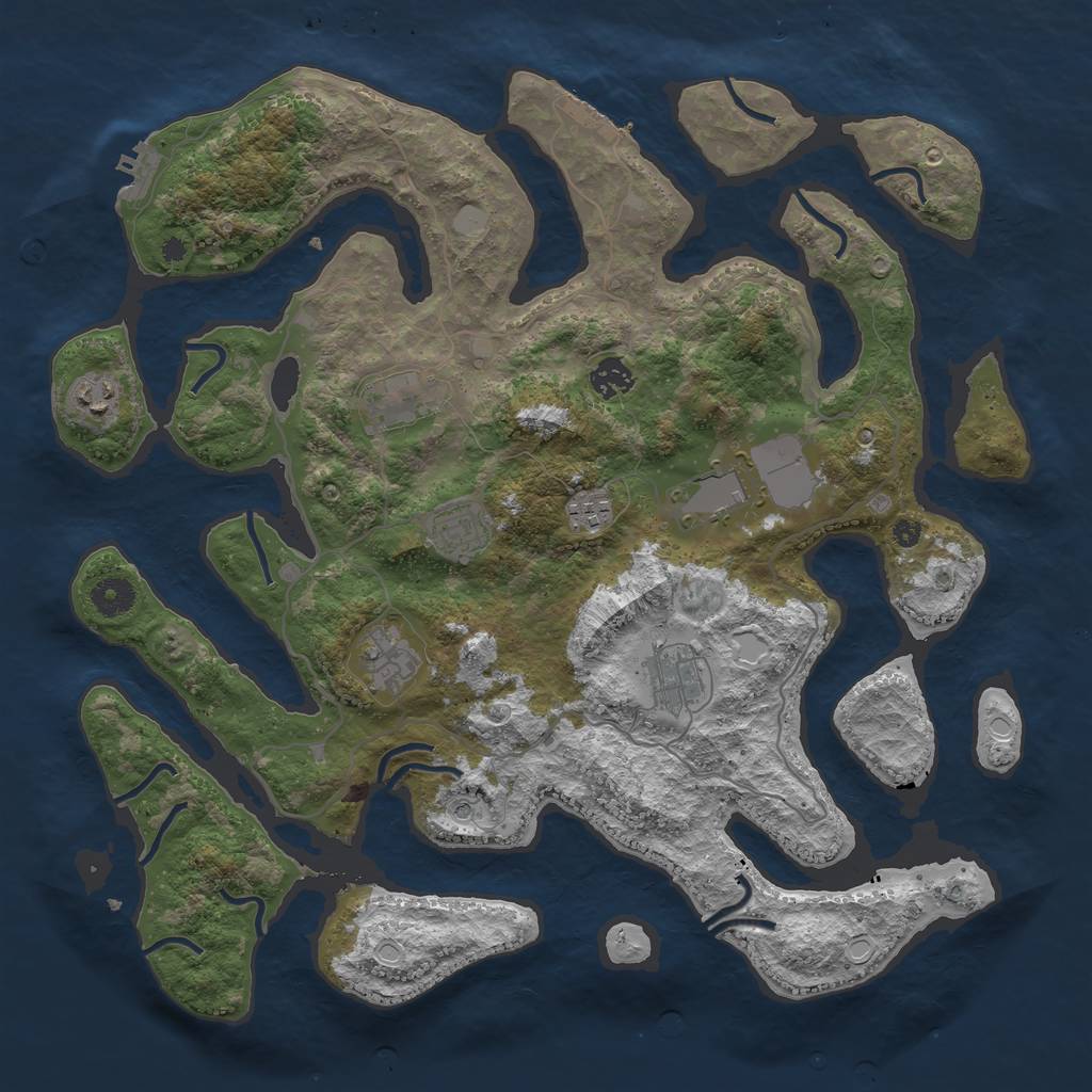 Rust Map: Procedural Map, Size: 4000, Seed: 349872968, 16 Monuments