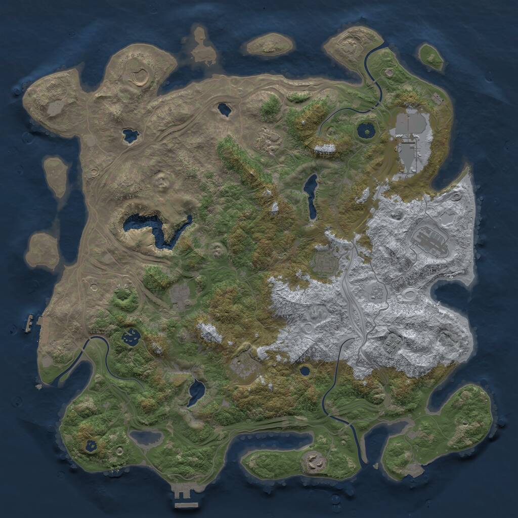 Rust Map: Procedural Map, Size: 4500, Seed: 1372412917, 16 Monuments