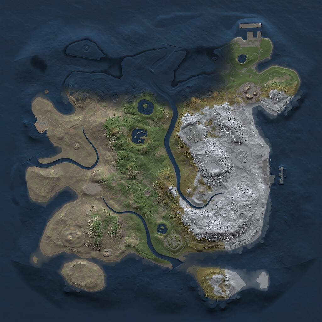 Rust Map: Procedural Map, Size: 3000, Seed: 852893, 9 Monuments