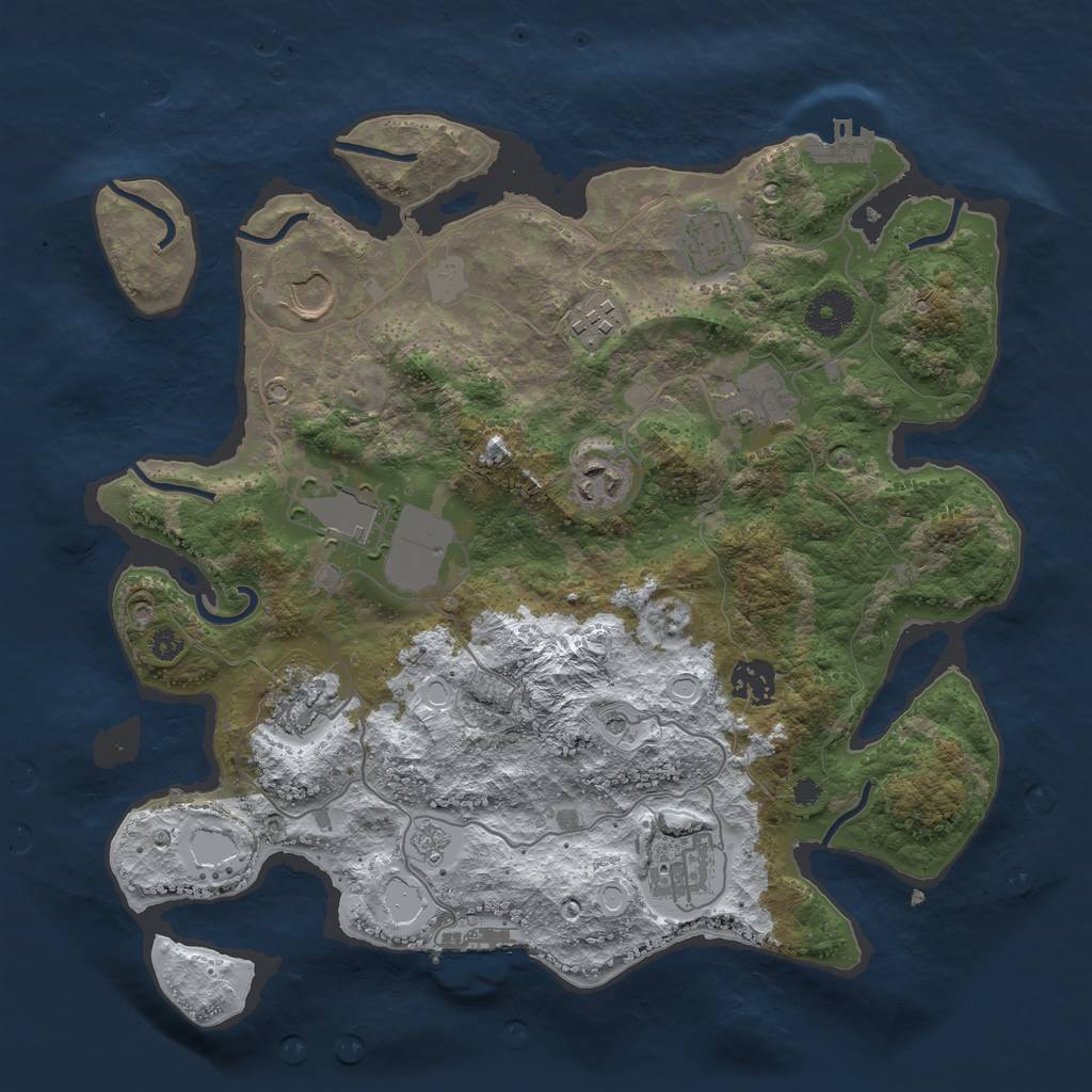 Rust Map: Procedural Map, Size: 3500, Seed: 30264, 18 Monuments