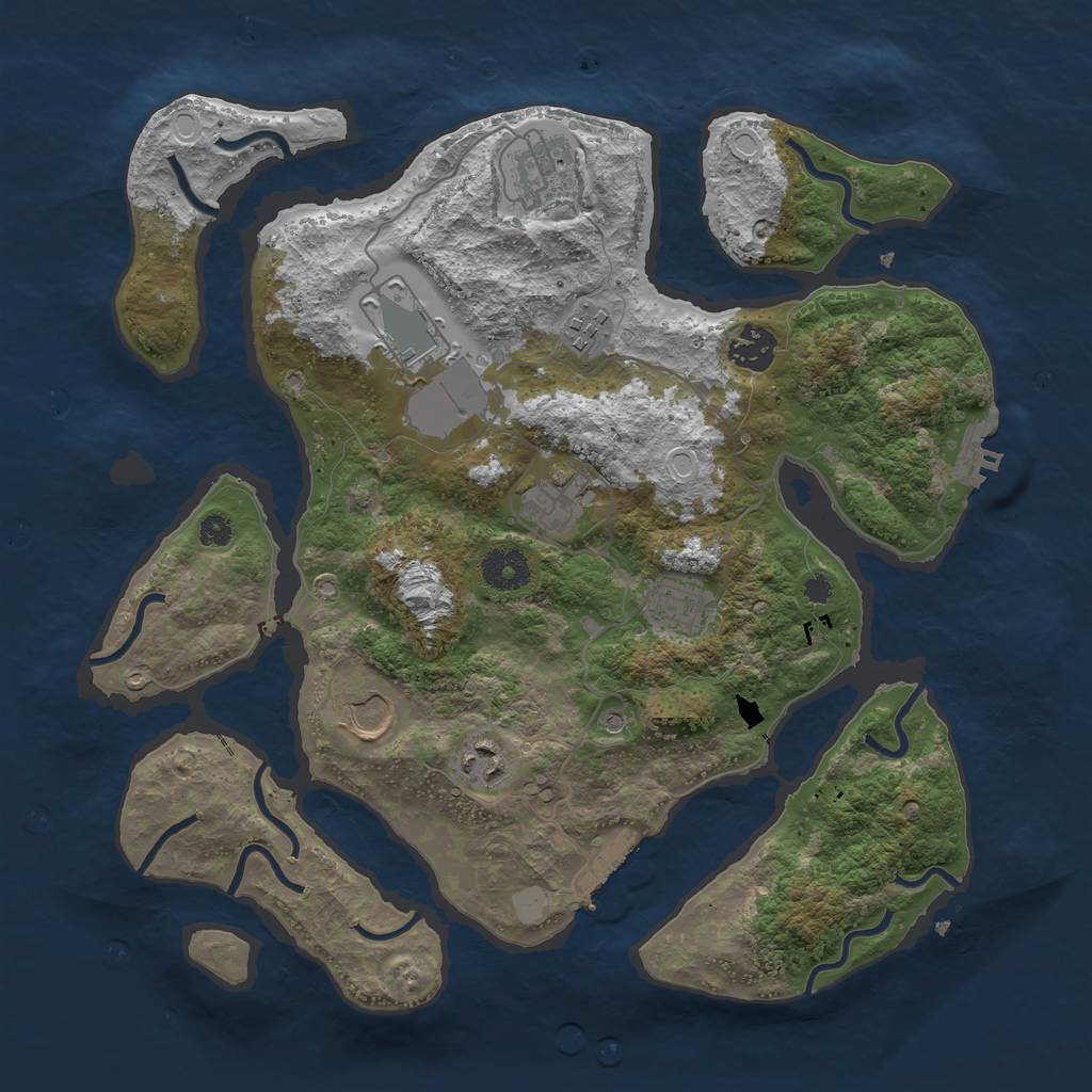 Rust Map: Procedural Map, Size: 3550, Seed: 433023, 16 Monuments