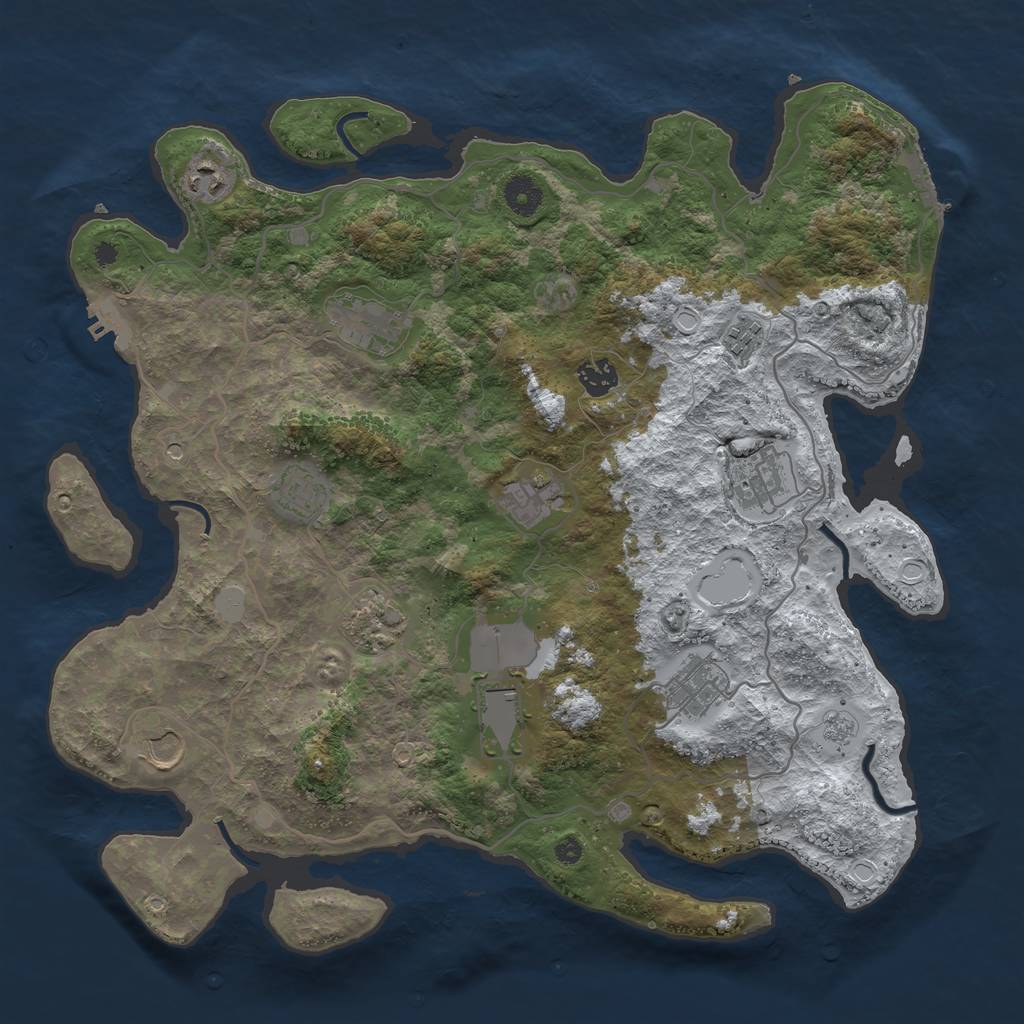 Rust Map: Procedural Map, Size: 4000, Seed: 982311, 20 Monuments