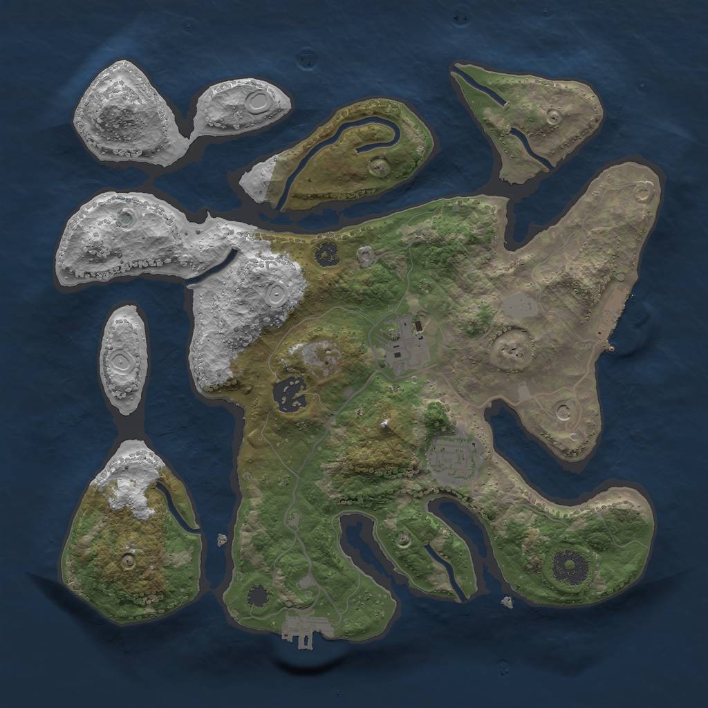 Rust Map: Procedural Map, Size: 3000, Seed: 3131, 11 Monuments