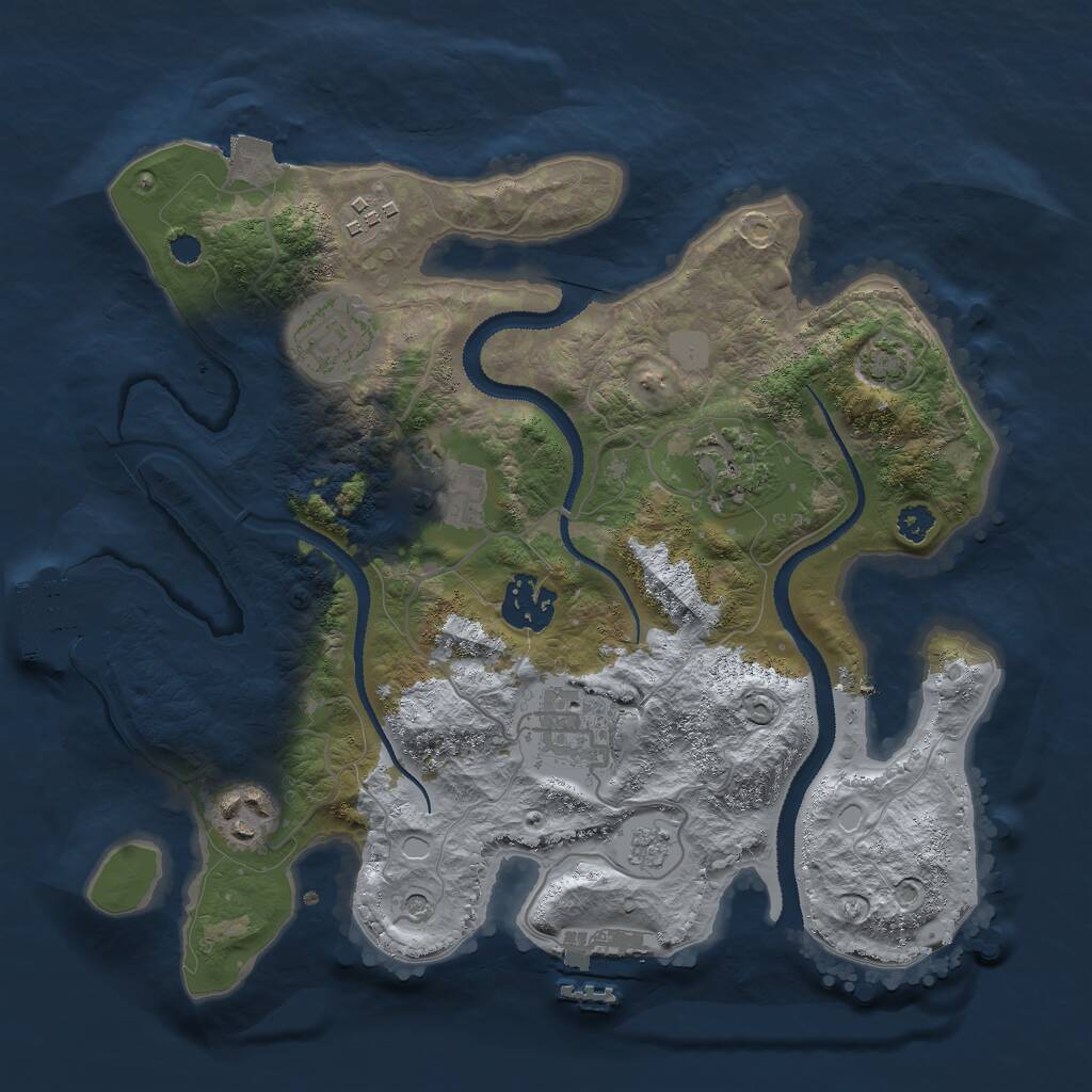 Rust Map: Procedural Map, Size: 3000, Seed: 750327, 13 Monuments