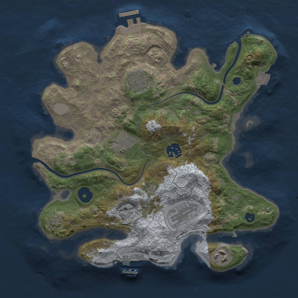 Rust Map: Procedural Map, Size: 3000, Seed: 2433176, 9 Monuments