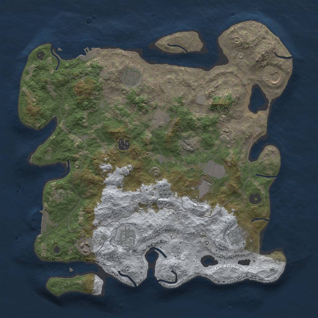 Rust Map: Procedural Map, Size: 4000, Seed: 1175459574, 19 Monuments