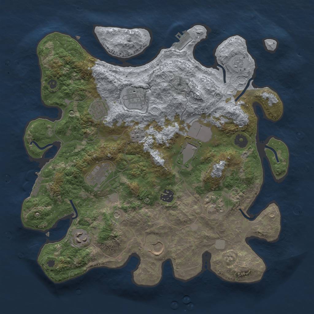 Rust Map: Procedural Map, Size: 3550, Seed: 466975, 16 Monuments
