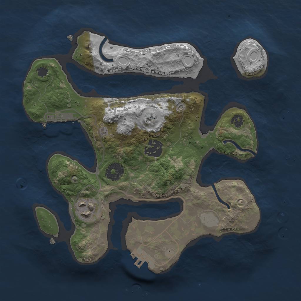 Rust Map: Procedural Map, Size: 2500, Seed: 2435354, 9 Monuments