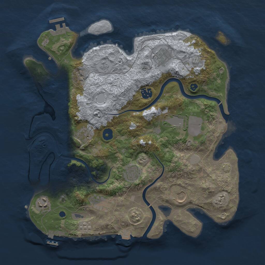 Rust Map: Procedural Map, Size: 3550, Seed: 525016, 15 Monuments