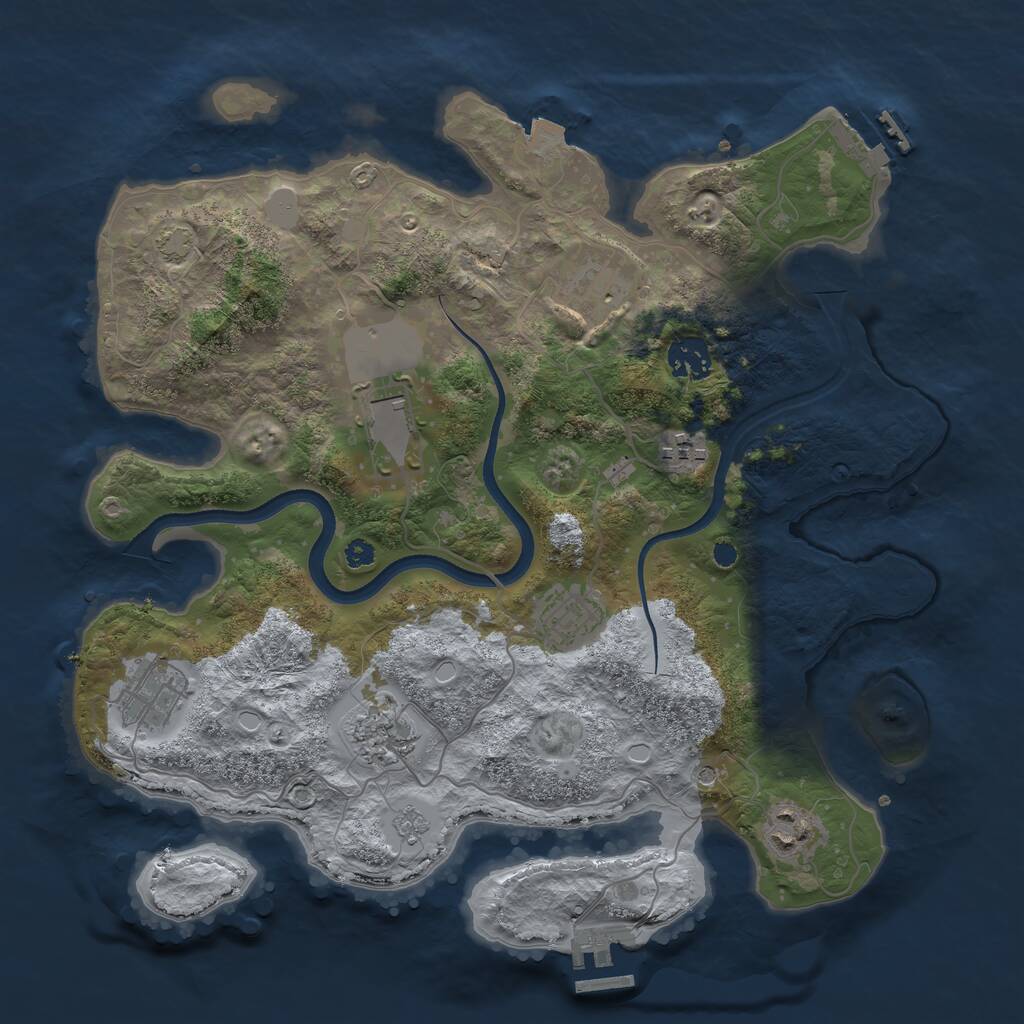 Rust Map: Procedural Map, Size: 3500, Seed: 6870678, 14 Monuments
