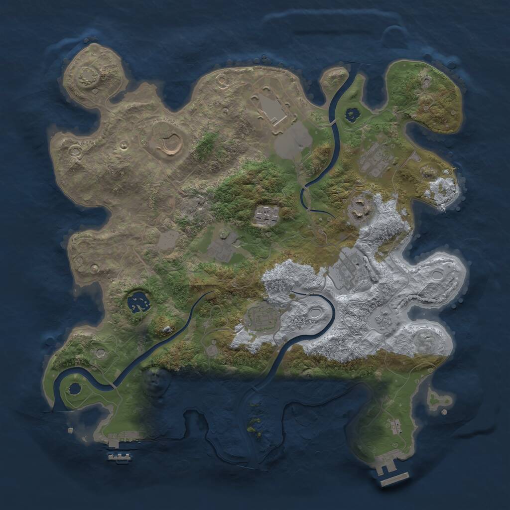 Rust Map: Procedural Map, Size: 3550, Seed: 26939, 15 Monuments