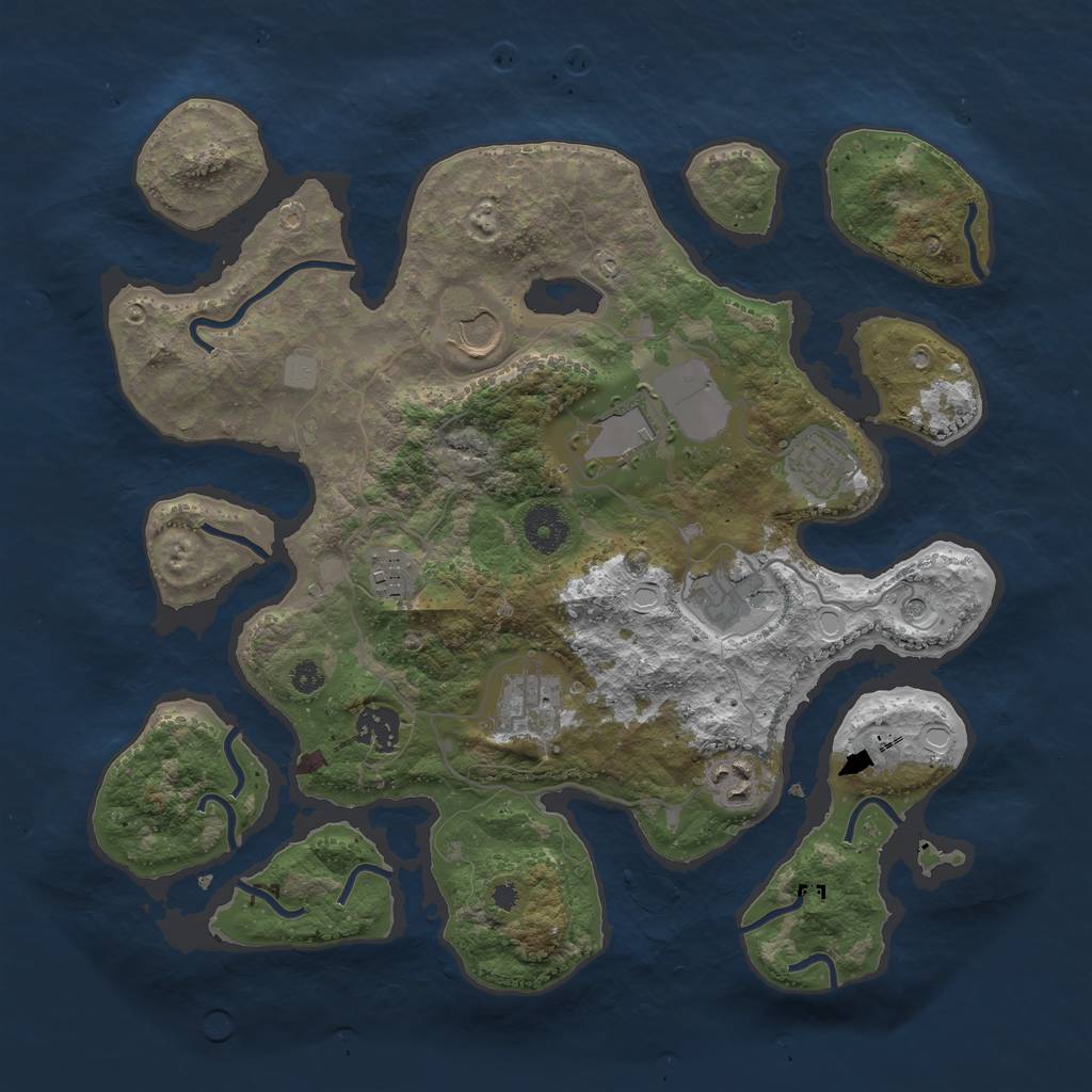 Rust Map: Procedural Map, Size: 3550, Seed: 26939, 14 Monuments