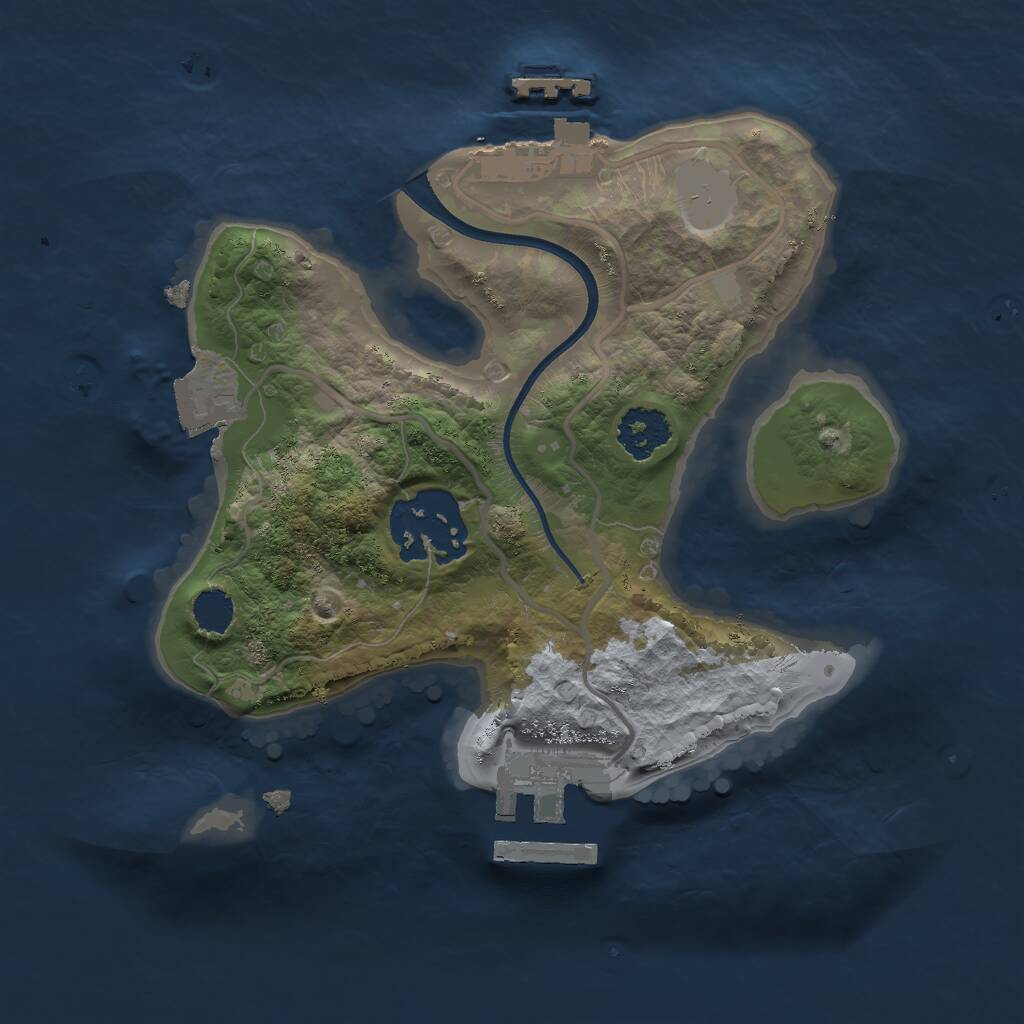 Rust Map: Procedural Map, Size: 2000, Seed: 1244740466, 4 Monuments