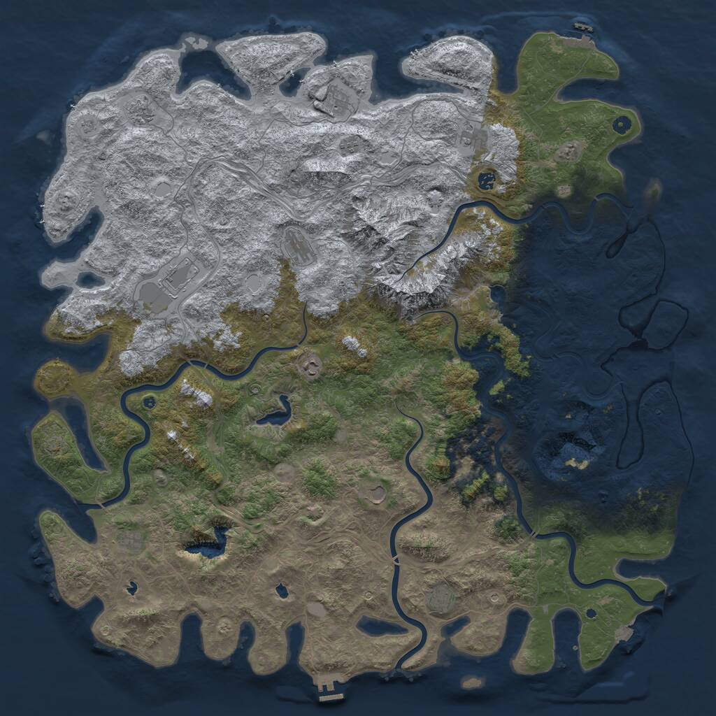 Rust Map: Procedural Map, Size: 6000, Seed: 6757, 17 Monuments