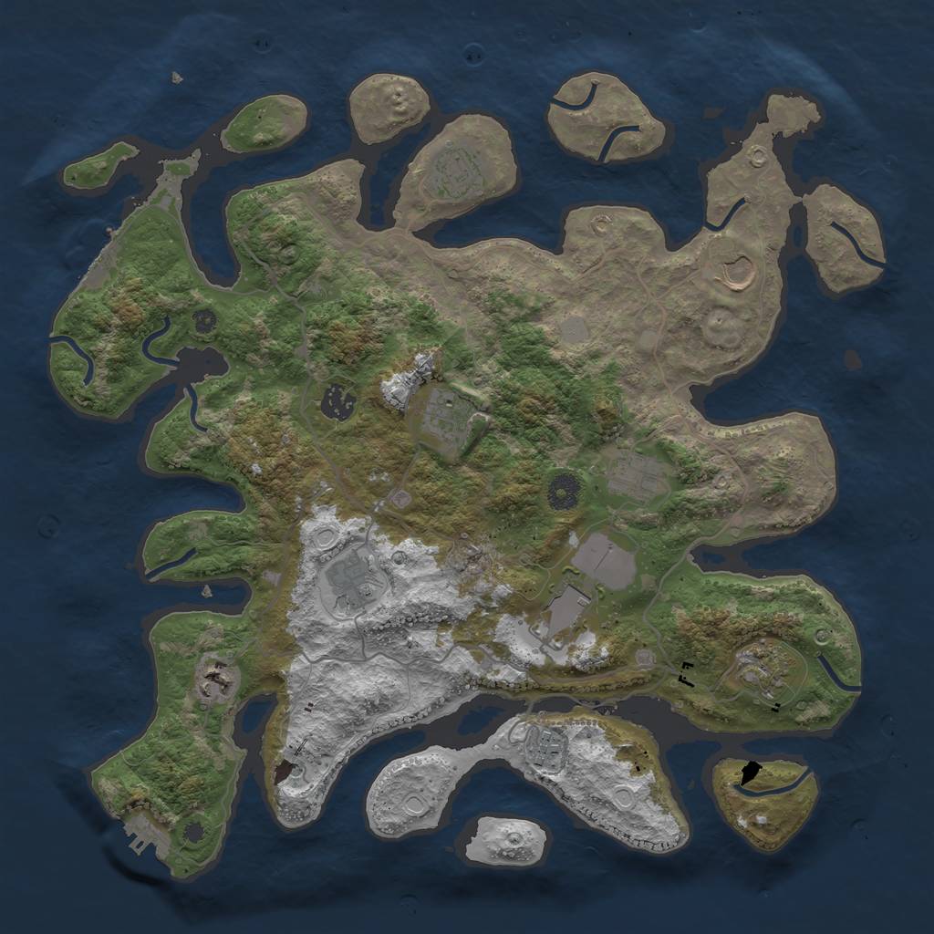 Rust Map: Procedural Map, Size: 4000, Seed: 87878787, 18 Monuments