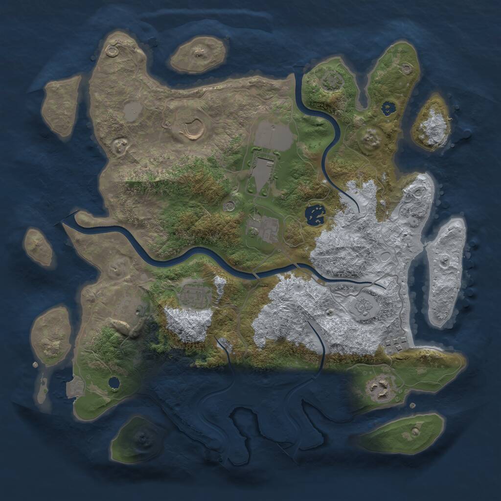 Rust Map: Procedural Map, Size: 3550, Seed: 408655, 12 Monuments