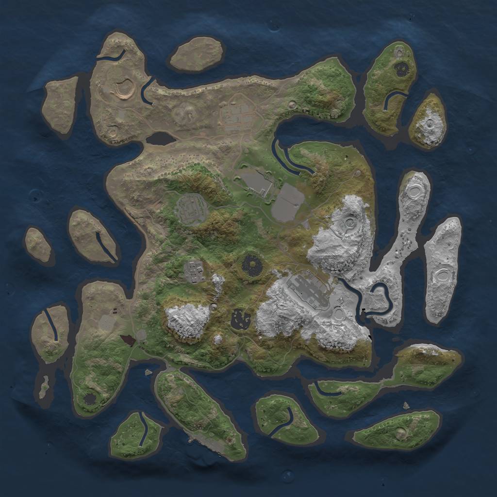 Rust Map: Procedural Map, Size: 3550, Seed: 408655, 14 Monuments