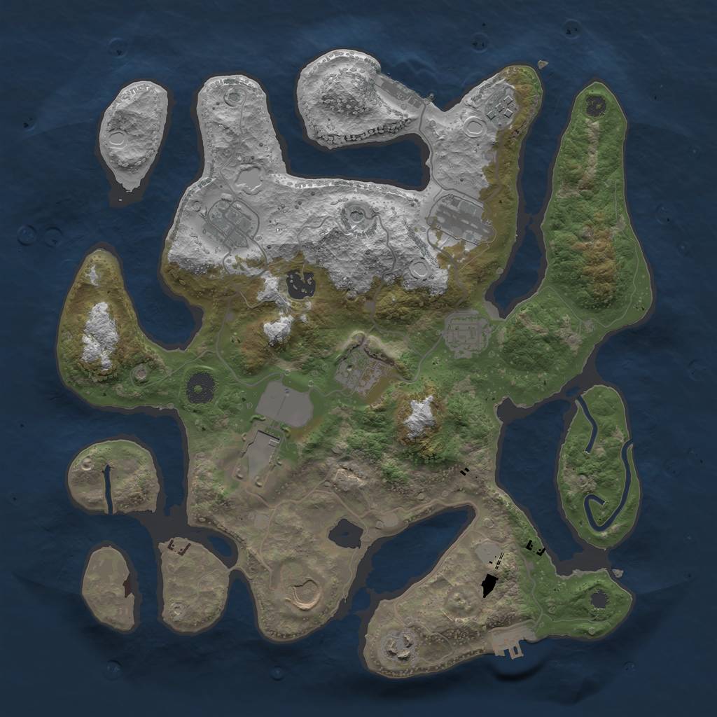 Rust Map: Procedural Map, Size: 3550, Seed: 659253, 17 Monuments