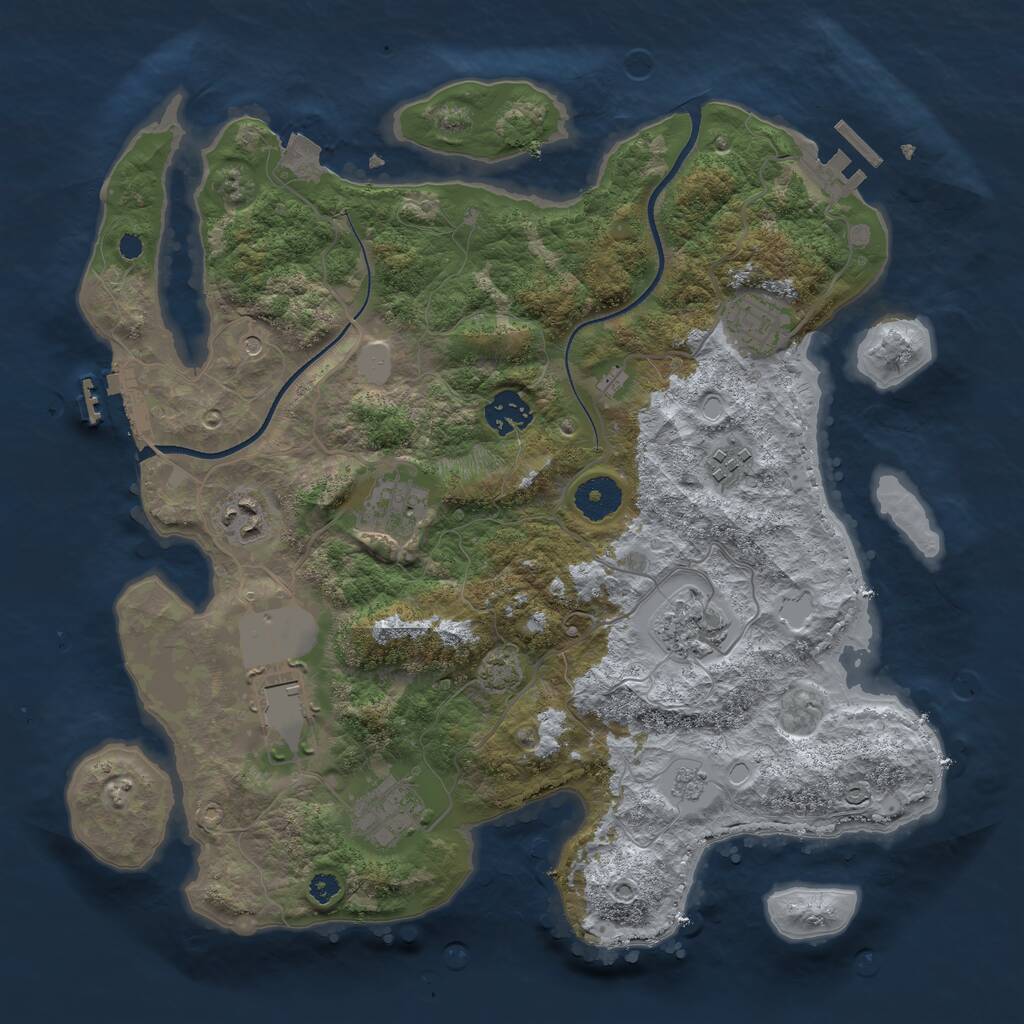 Rust Map: Procedural Map, Size: 3500, Seed: 57000, 14 Monuments