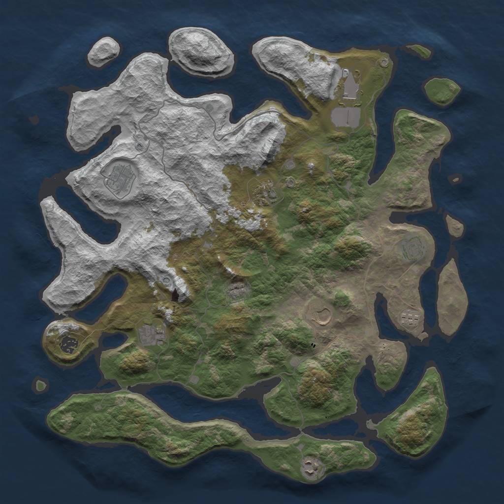 Rust Map: Barren, Size: 4500, Seed: 474695817, 12 Monuments