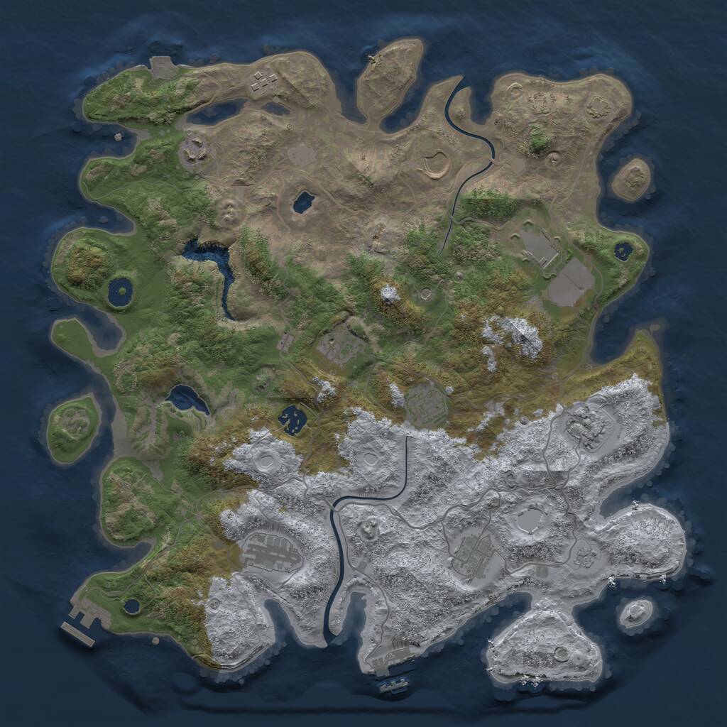 Rust Map: Procedural Map, Size: 4000, Seed: 6808, 16 Monuments