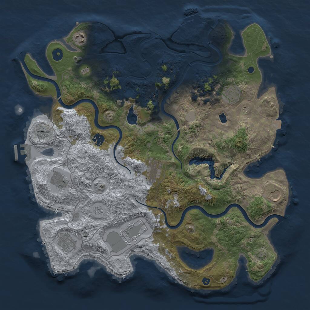 Rust Map: Procedural Map, Size: 4000, Seed: 54321, 15 Monuments