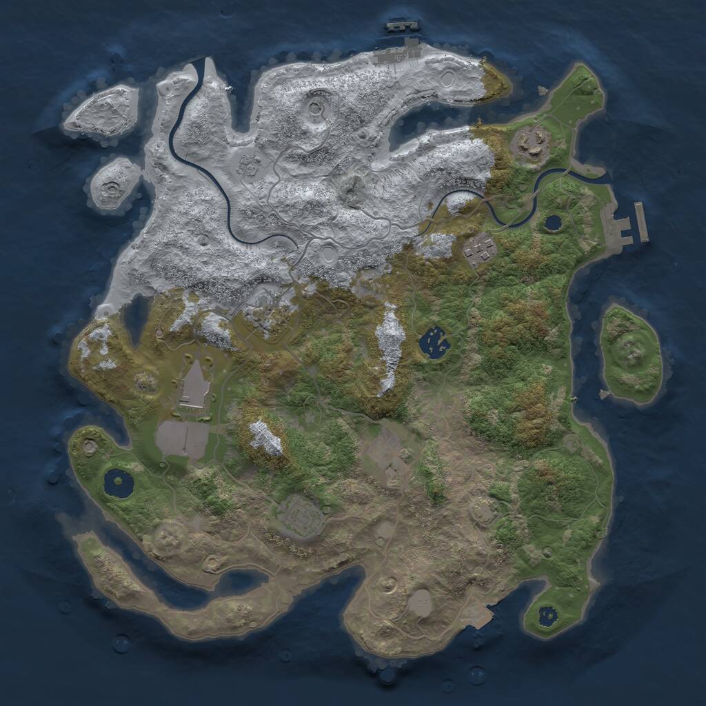 Rust Map: Procedural Map, Size: 3550, Seed: 256053, 13 Monuments