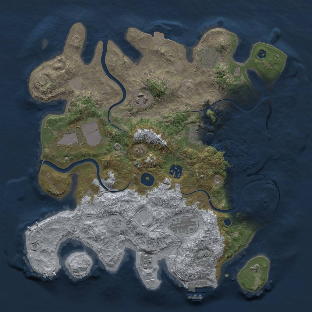 Rust Map: Procedural Map, Size: 3500, Seed: 345342, 13 Monuments