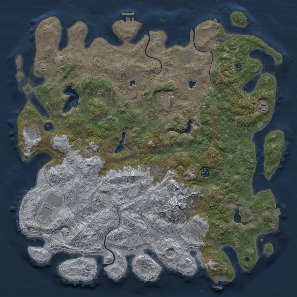 Rust Map: Procedural Map, Size: 5000, Seed: 5462, 16 Monuments