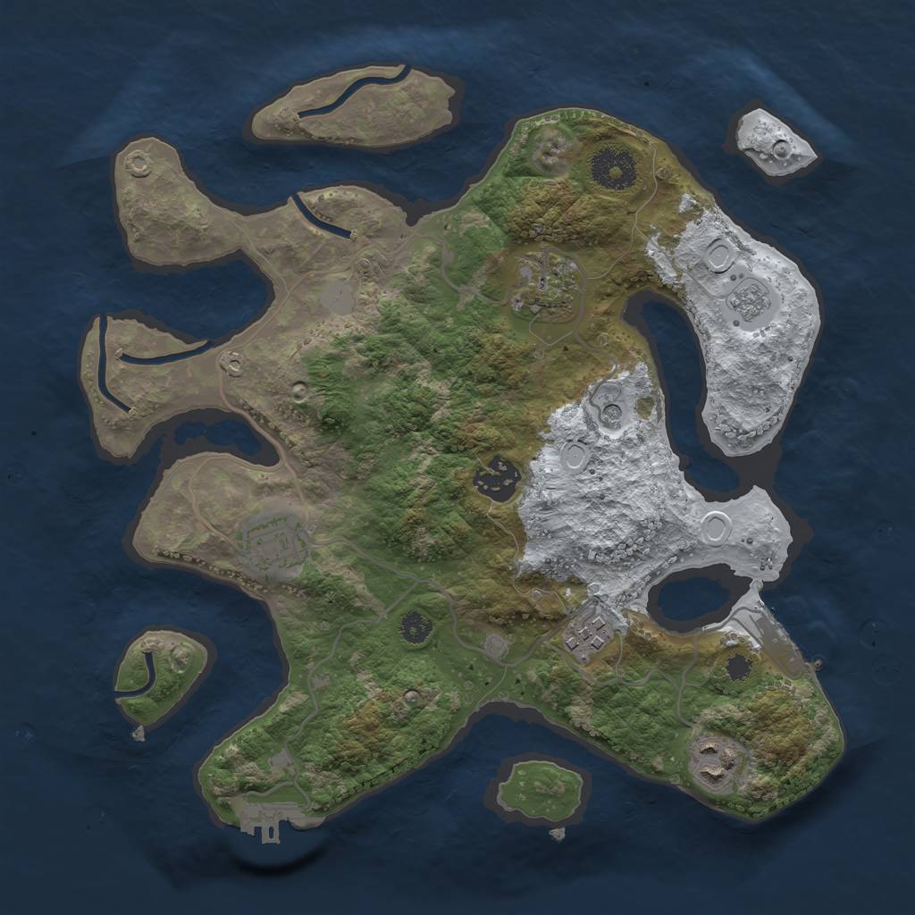 Rust Map: Procedural Map, Size: 3100, Seed: 1840677360, 14 Monuments