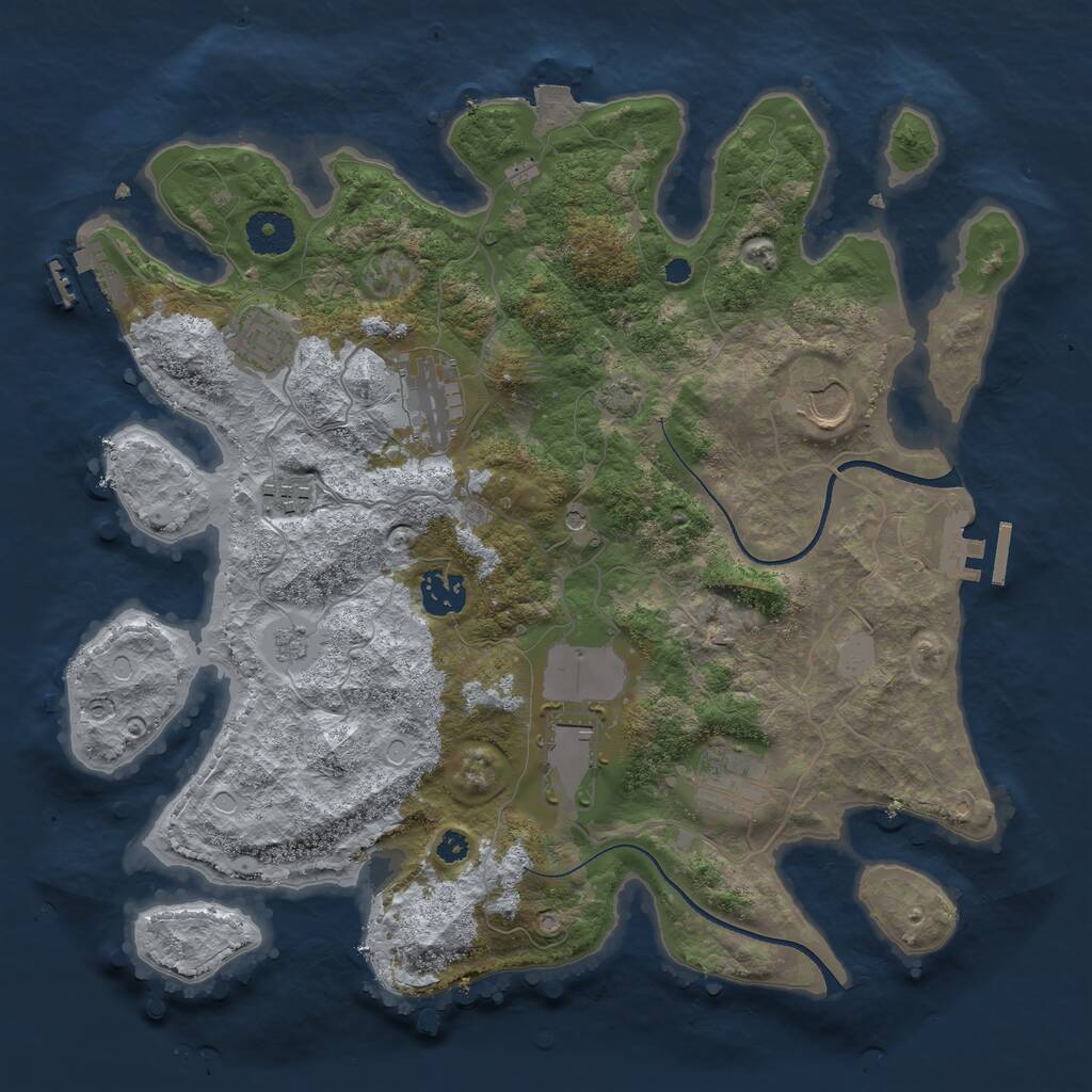 Rust Map: Procedural Map, Size: 3500, Seed: 1655404709, 13 Monuments