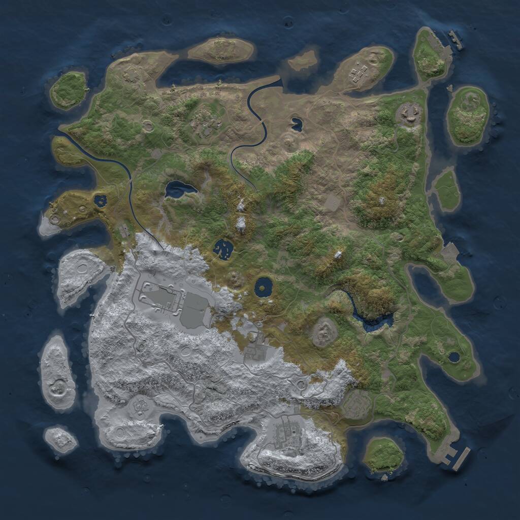 Rust Map: Procedural Map, Size: 4000, Seed: 623578, 14 Monuments