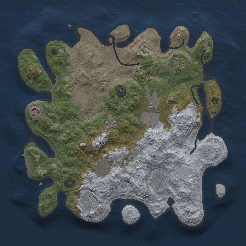Rust Map: Procedural Map, Size: 3500, Seed: 747, 15 Monuments