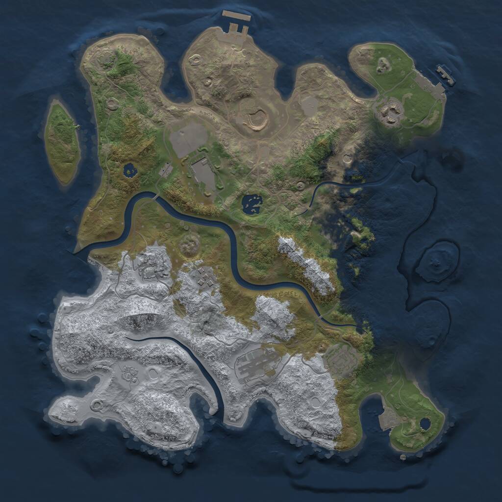 Rust Map: Procedural Map, Size: 3550, Seed: 445090, 15 Monuments