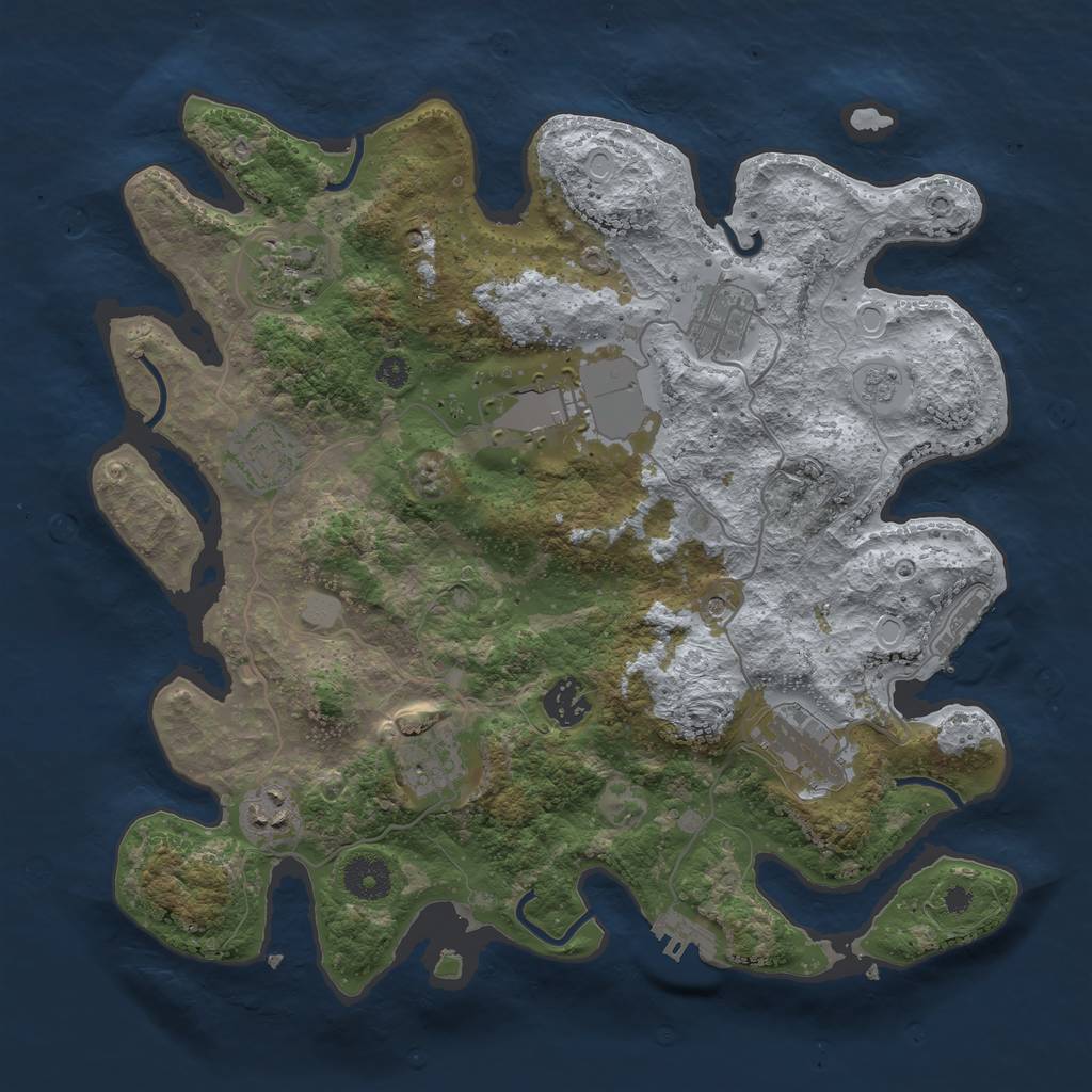 Rust Map: Procedural Map, Size: 3550, Seed: 755902, 17 Monuments
