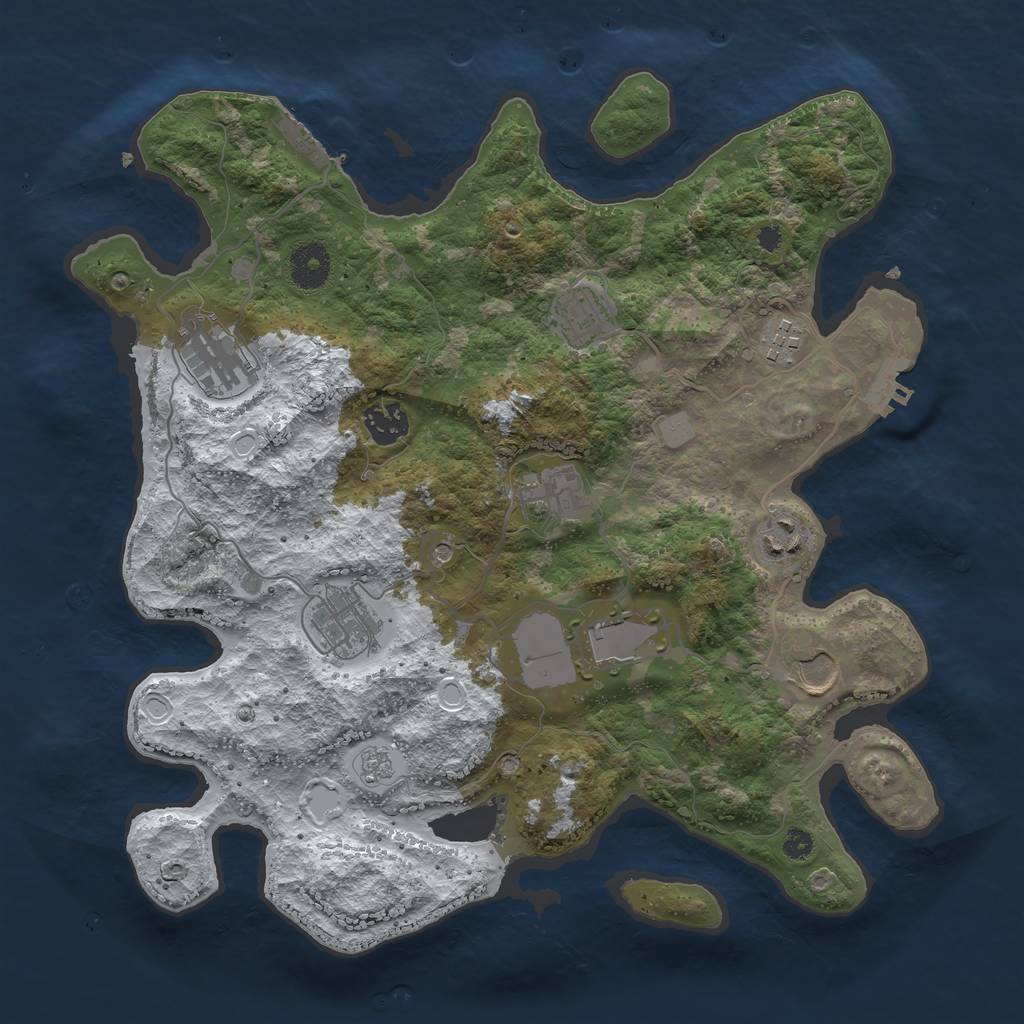 Rust Map: Procedural Map, Size: 3550, Seed: 69169, 18 Monuments