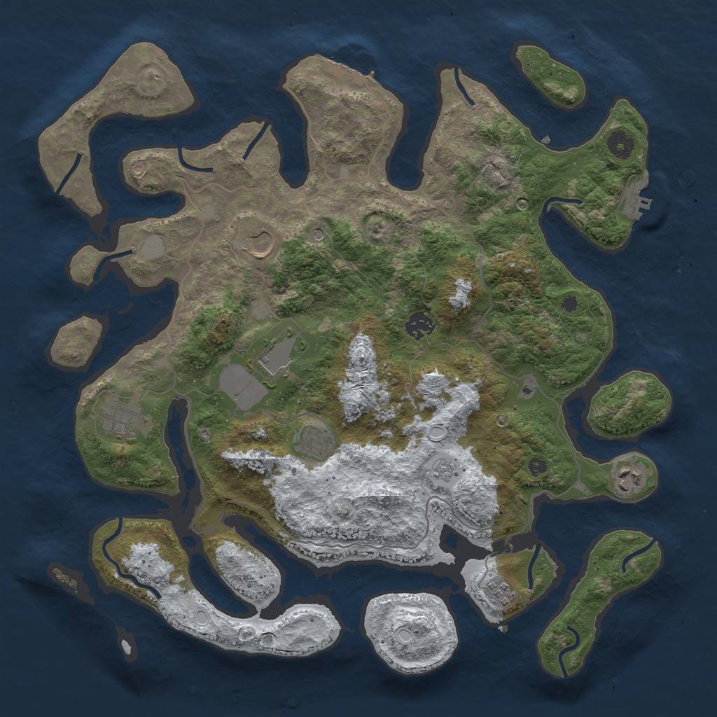 Rust Map: Procedural Map, Size: 4000, Seed: 47683, 16 Monuments