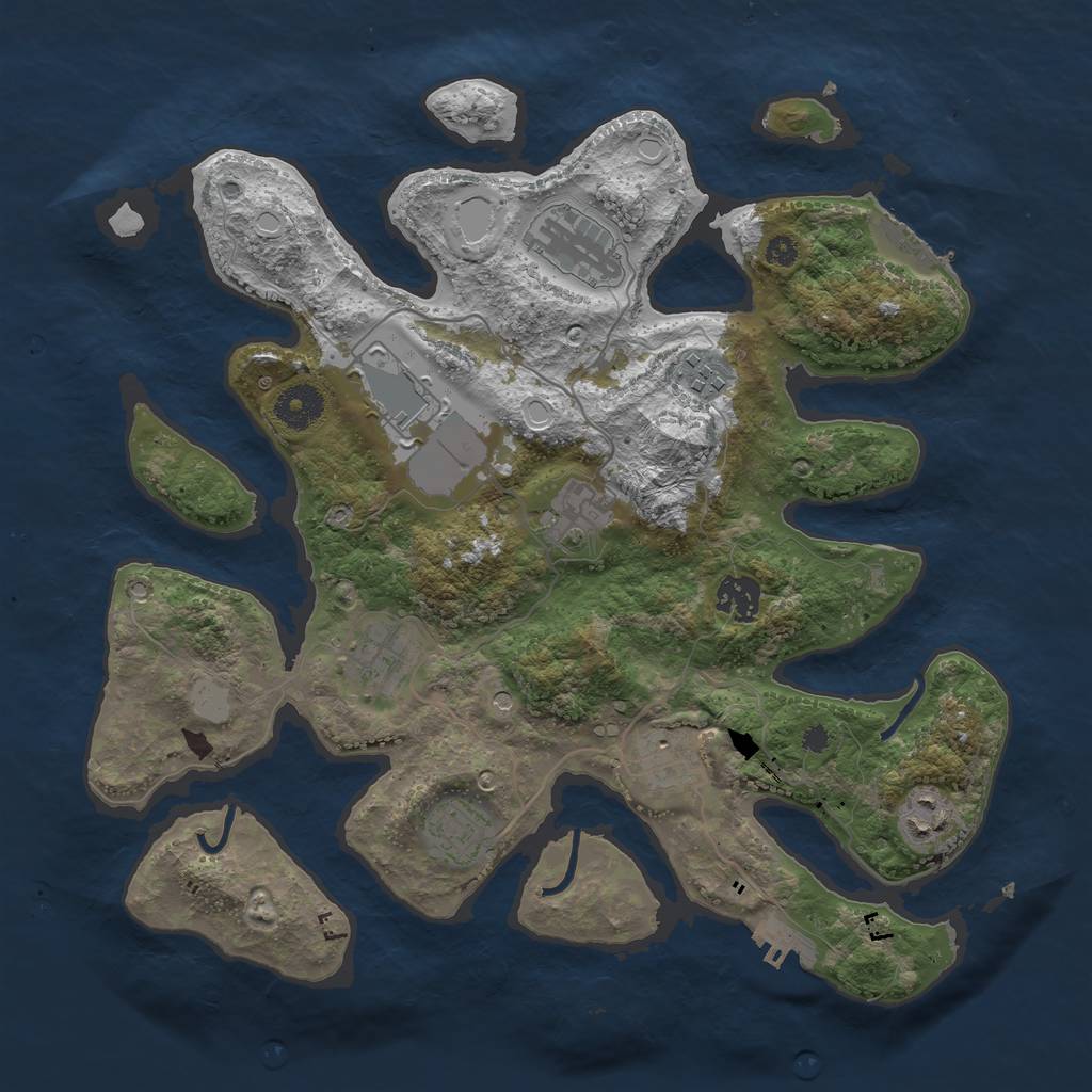 Rust Map: Procedural Map, Size: 3550, Seed: 457868, 17 Monuments