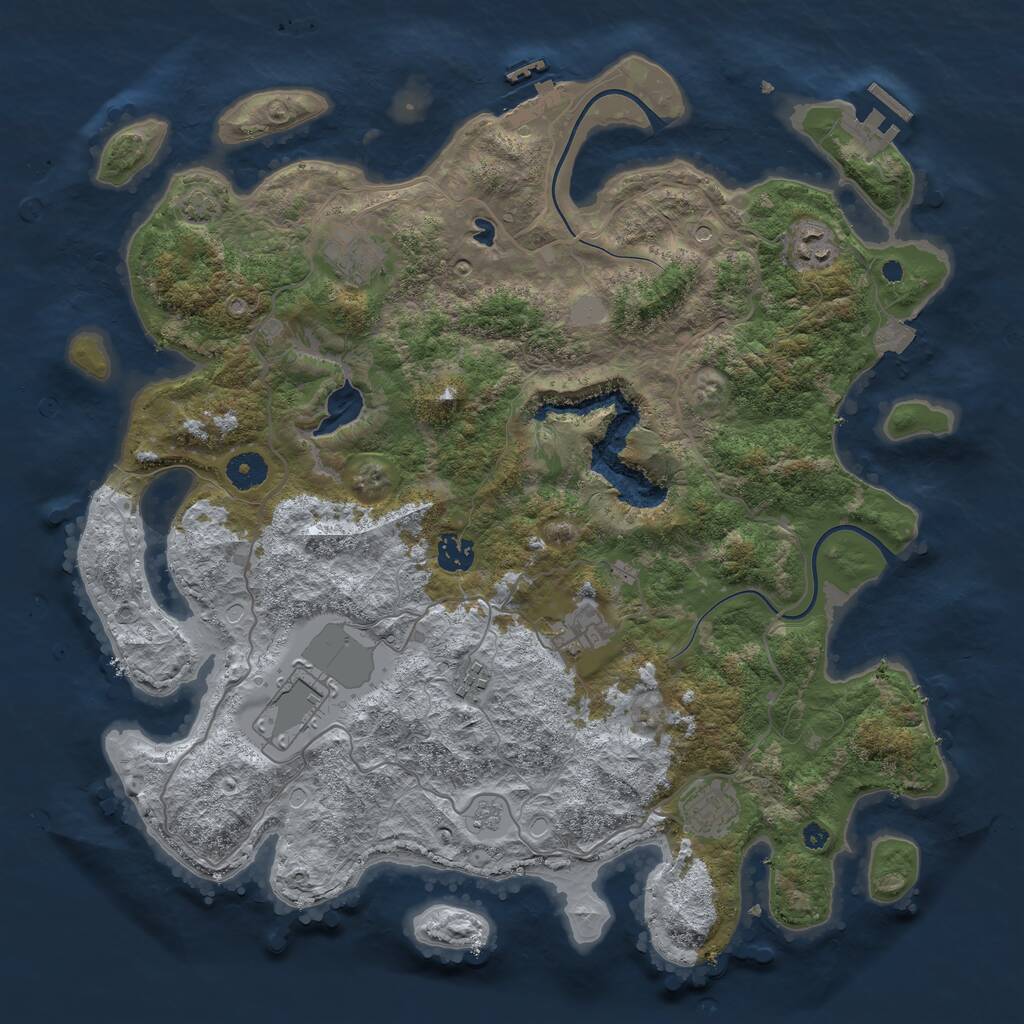 Rust Map: Procedural Map, Size: 4000, Seed: 347220, 13 Monuments