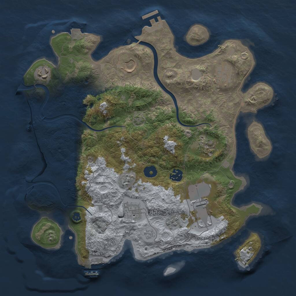 Rust Map: Procedural Map, Size: 3500, Seed: 1954682585, 14 Monuments