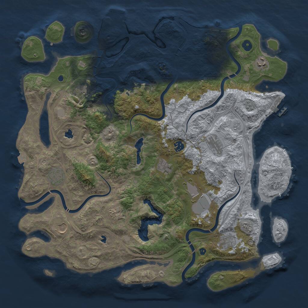 Rust Map: Procedural Map, Size: 4500, Seed: 9987654, 17 Monuments